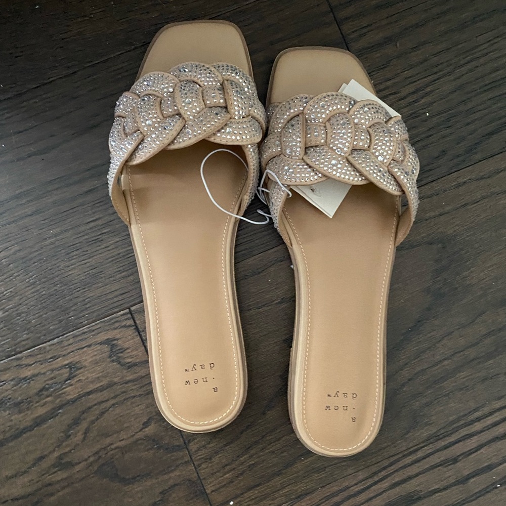 Women's Tan Braided Slide Sandals